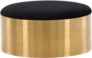 Sammetspuff D75cm svart/mässing