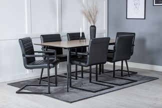 Sandön matbord brun + House stolar