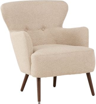 Lerbäck fåtölj valnöt & beige boucle