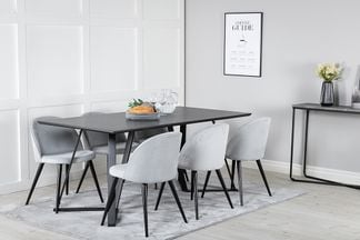Marina matbord 180 cm svart/svart + Valerie stolar manchester