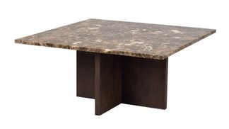 Brooksville soffbord kvadrat 90x90 brun marmor/brun ek