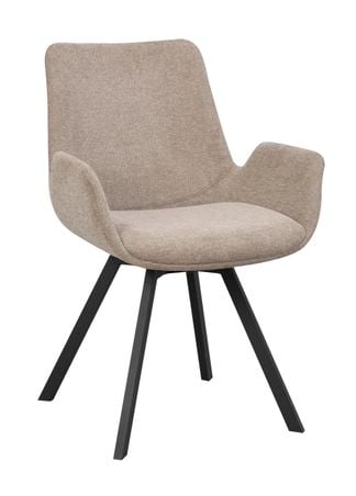 Norwell karmstol beige tyg/svarta metall snurrben