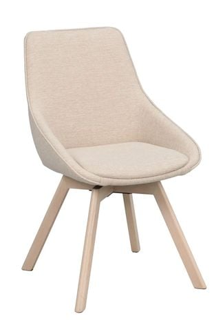Alison stol ljusbeige tyg/vitpigmenterade ekben snurr