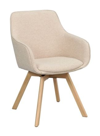 Alison karmstol ljusbeige tyg/ekben snurr