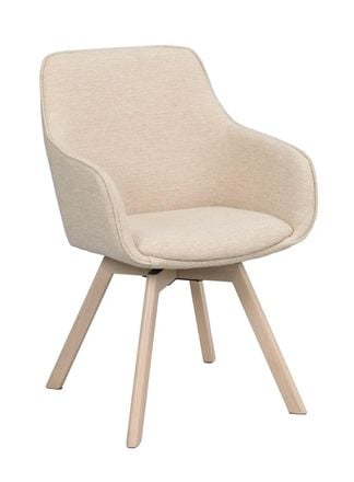 Alison karmstol ljusbeige tyg/vitpigmenterade ekben snurr