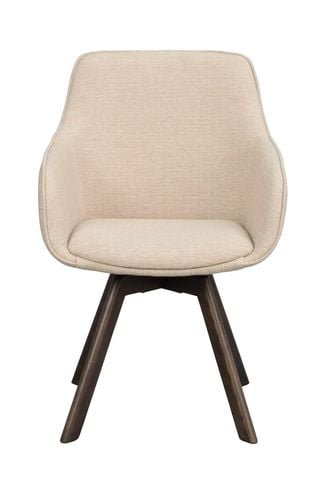 Alison karmstol ljusbeige tyg/bruna ekben snurr