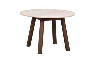 Taransay soffbord Ø60 beige travertin/brun ek