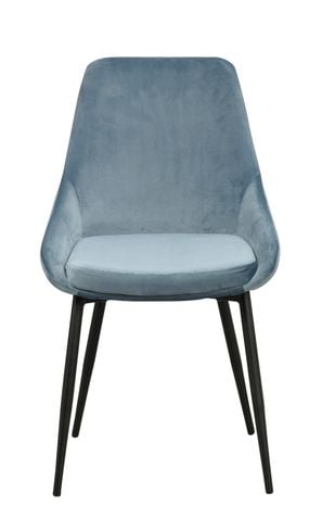 Sierra stol blå sammet/svarta metall ben