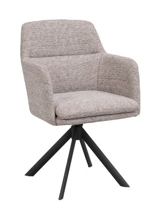 Gladstone karmstol mörkbeige tyg/svart metall snurr-tilt
