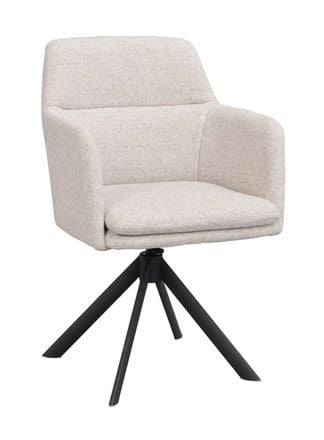 Gladstone karmstol ljusbeige tyg/svart metall snurr-tilt