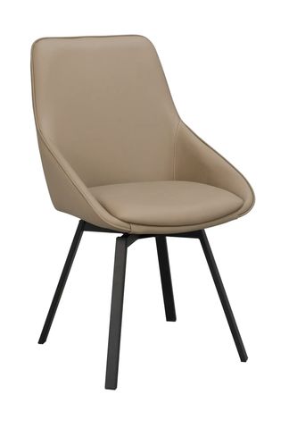 Alison stol beige läder/svarta metallben snurr