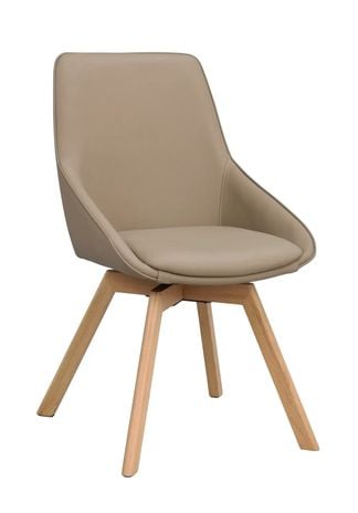 Alison stol beige läder/ekben snurr