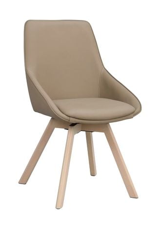 Alison stol beige läder/vitpigmenterade ekben snurr