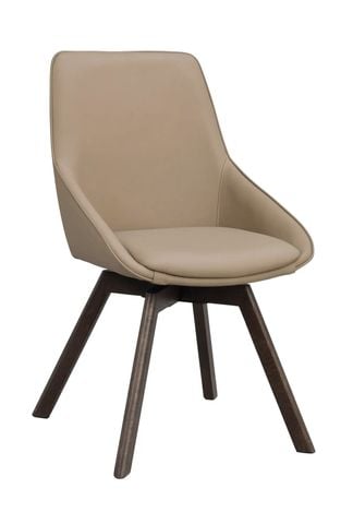 Alison stol beige läder/bruna ekben snurr