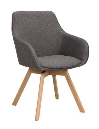 Alison karmstol grått tyg/ekben snurr