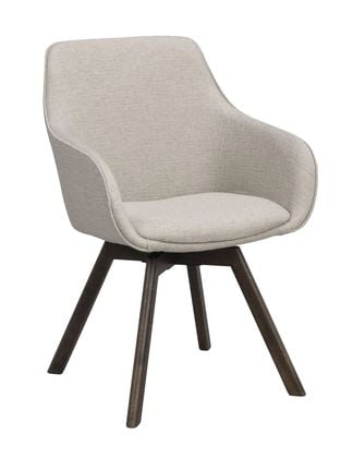 Alison karmstol beige tyg/bruna ekben snurr