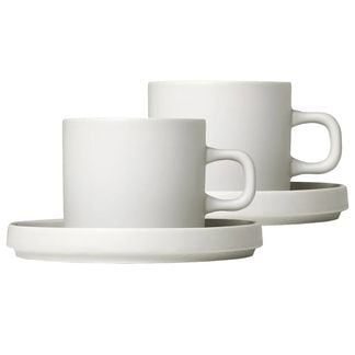 Blomus - Pilar kaffemugg med fat 2-pack moonbeam
