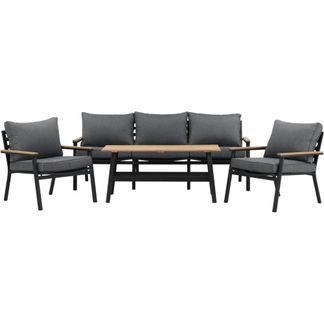 Brasilia soffgrupp svart alu/teak