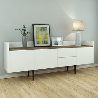 Unit sideboard vit/valnöt