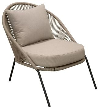 Lindos loungestol svart alu/latte rep/beige dyna