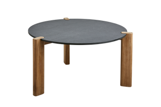 Domino soffbord antracit/teak ø70