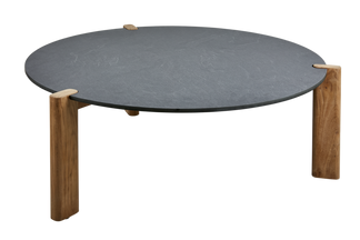 Domino soffbord antracit/teak ø90