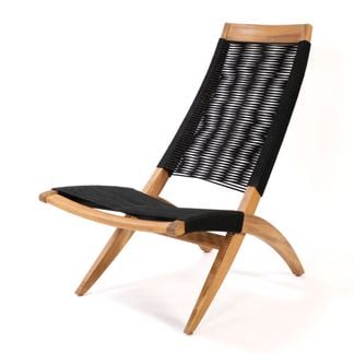 Little John loungestol utan karm akacia/svart rep