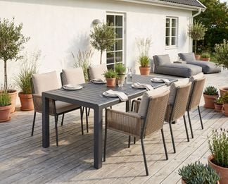 Le graisse matbord med Tony karmstolar antracit