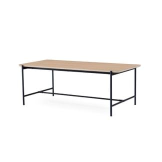 ALE matbord 210 cm vitoljad ek, svart metall underrede