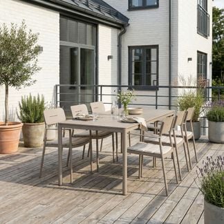 Antibes matbord med Lodes karmstol beige