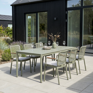 Antibes bord med Valbonne matstol grön