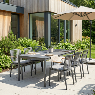 Antibes bord med Valbonne matstol antracit