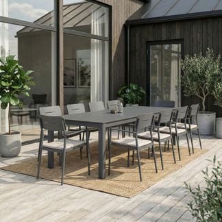 Lodes matbord med Lodes karmstolar antracit