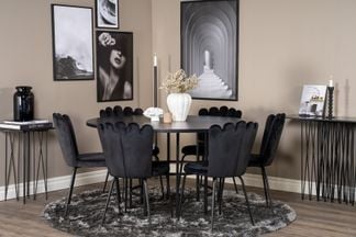 Copenhagen matbord med 6st svarta Limhamn stol