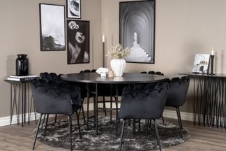 Copenhagen matbord med 6st svarta Limhamn karmstol