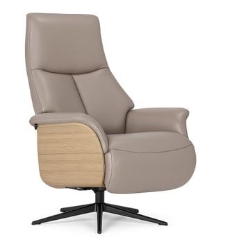 Skagen fåtölj semi-anilin skinn (ljusgrå 378 vitoljad ek)