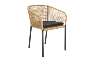 Delta stol svart/natural wicker/teddy black