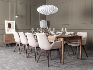 Oskar matgrupp med drimsdale stolar (rökt ek) 