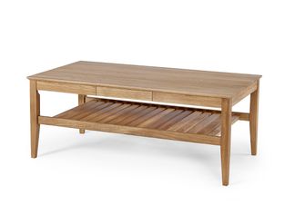EKLIDEN Soffbord 130x70 med låda/hylla oljad ek