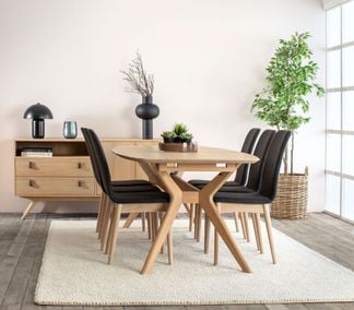 Hampton matbord med Nordik stol / whitewash