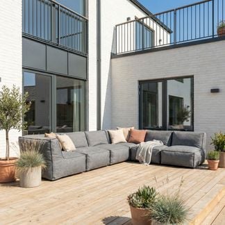 Skärgård hörnsoffa med öppet avslut antracit