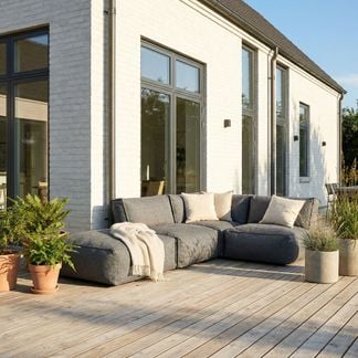 Skärgård hörnsoffa med puff antracit