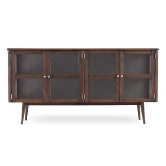 LÖDERUP Sideboard vitrin 4 glasdörrar rökbetsad ek