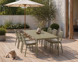 Antibes bord med Valbonne matstol grön