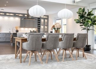 Oskar matgrupp ek 180/220/260cm med 8 Alessia stolar