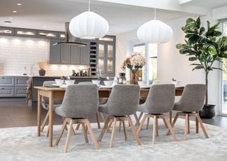 Oskar matgrupp ek 180/220/260cm med 8 Amaris stolar