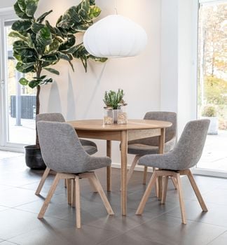 Oskar matgrupp ek 105cm Ø med Amaris stolar