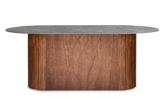 Marble ovalt matbord grå/valnöt