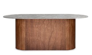 Marble ovalt matbord grå/valnöt