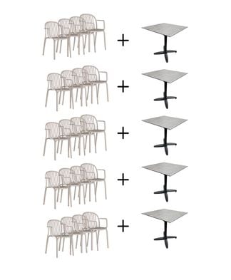 Bistro cafébord med Noa karmstolar beige